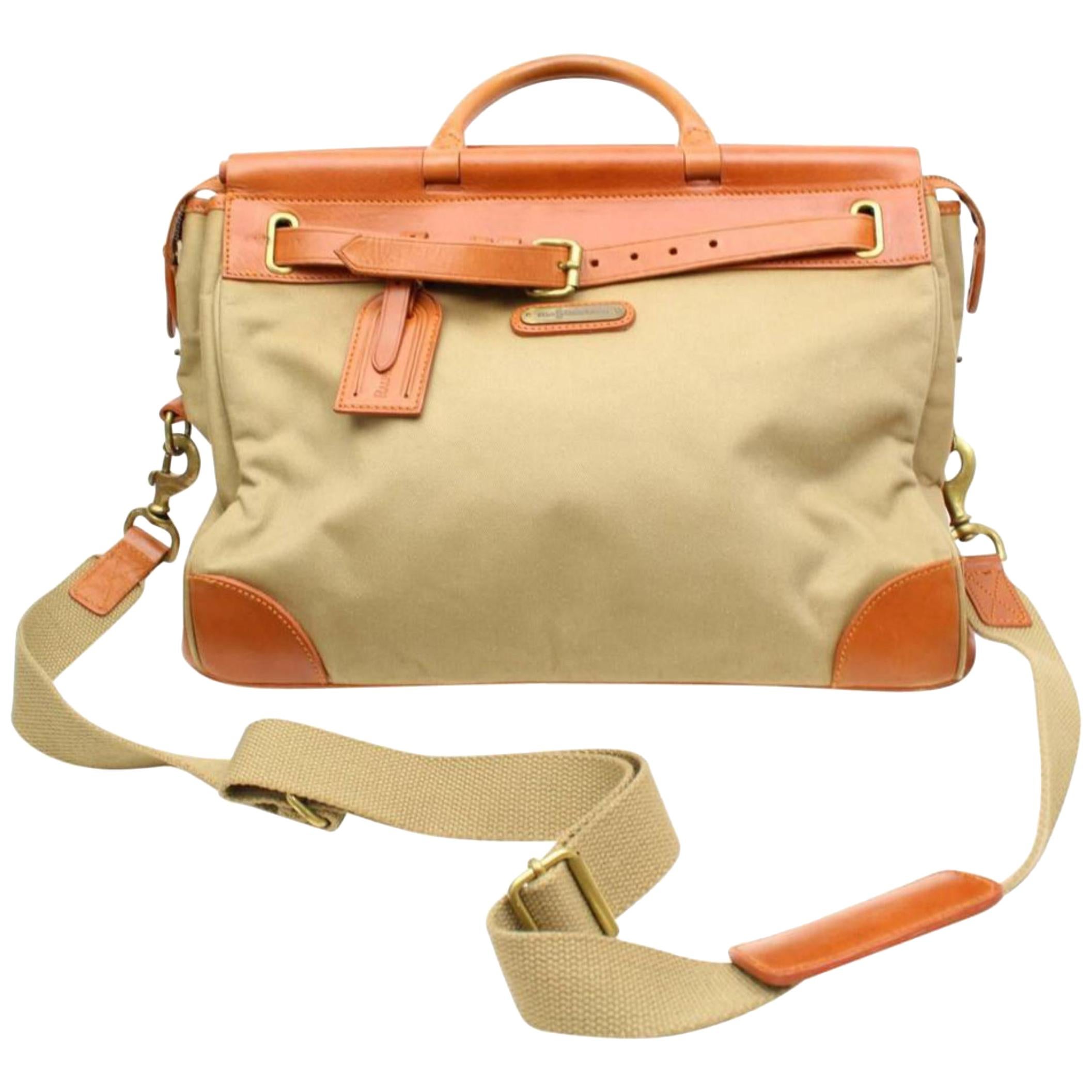 Ralph Lauren 2way Travel 865955 Brown Canvas Shoulder Bag For Sale
