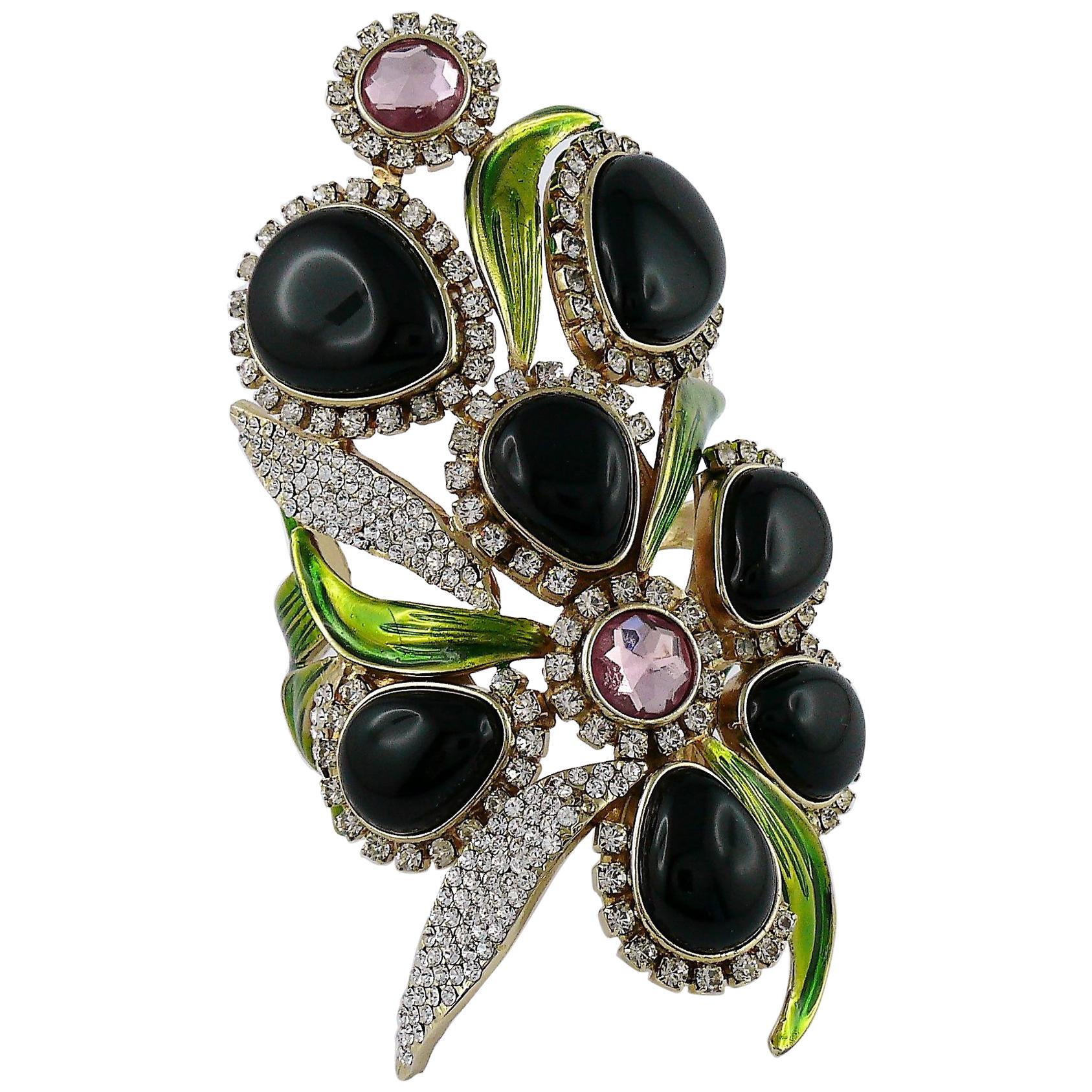 Yves Saint Laurent YSL Jewelled Orchid Runway Cuff Bracelet