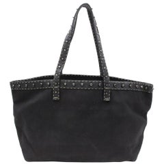 Fendi Studded Selleria 865883 Black Canvas Tote