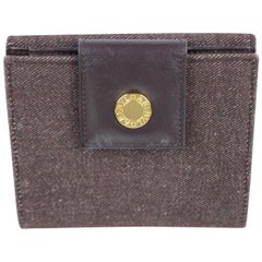 BVLGARI Compact Wallet 4mj922 Brown Denim Clutch