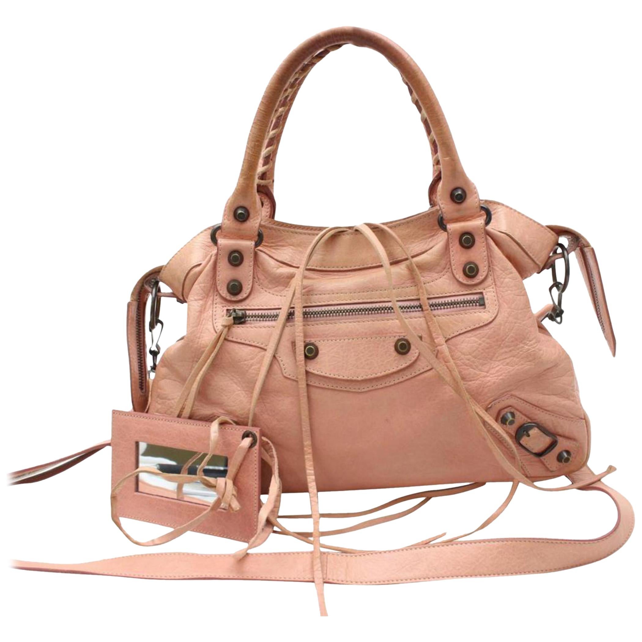 Balenciaga The Town 2way 865676 Pink Leather Shoulder Bag For Sale