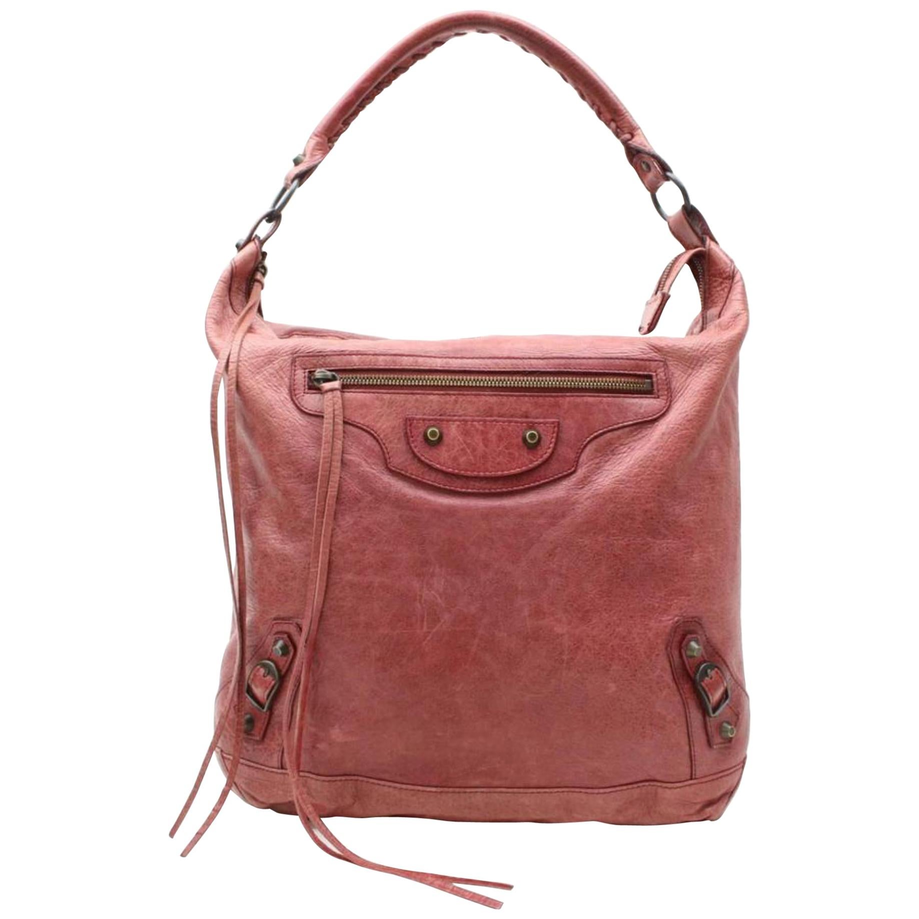 Balenciaga The Day Hobo 865766 Light Red Leather Shoulder Bag For Sale