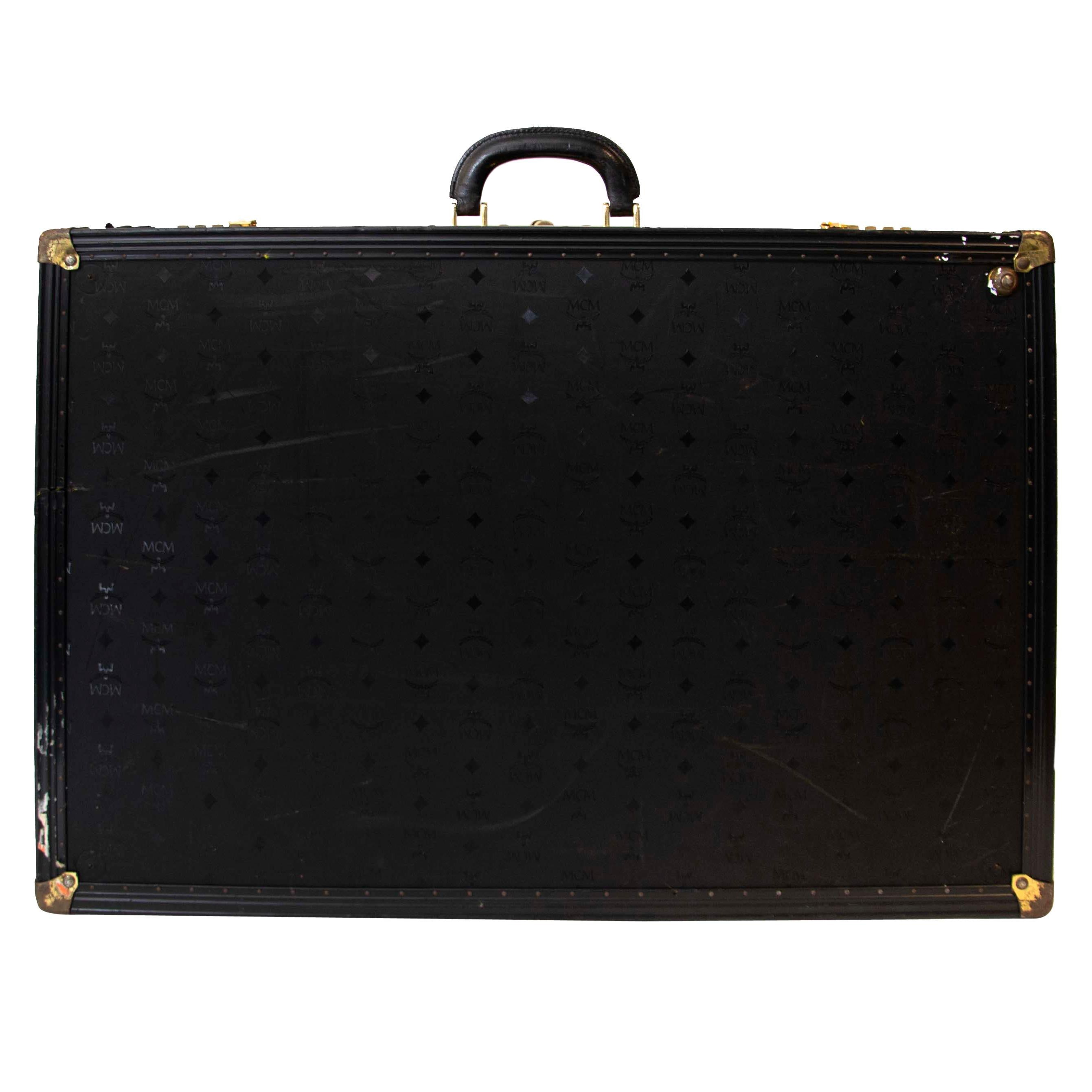 MCM Black Monogram Travel Luggage Case