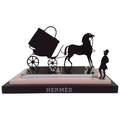 Hermès Logo Carriage Coachman And Horse In Metal Display