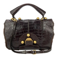 Rara edizione limitata della borsa Fendi F3 Secret Code in pelliccia di visone e alligatore marrone