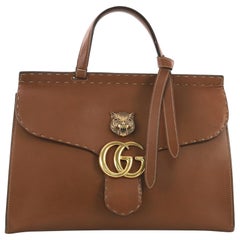 Gucci GG Marmont Animalier Top Handle Bag Leather Medium