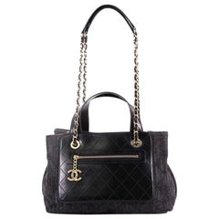 Chanel Shopping Tote Denim with Quilted Aged Calfskin Medium