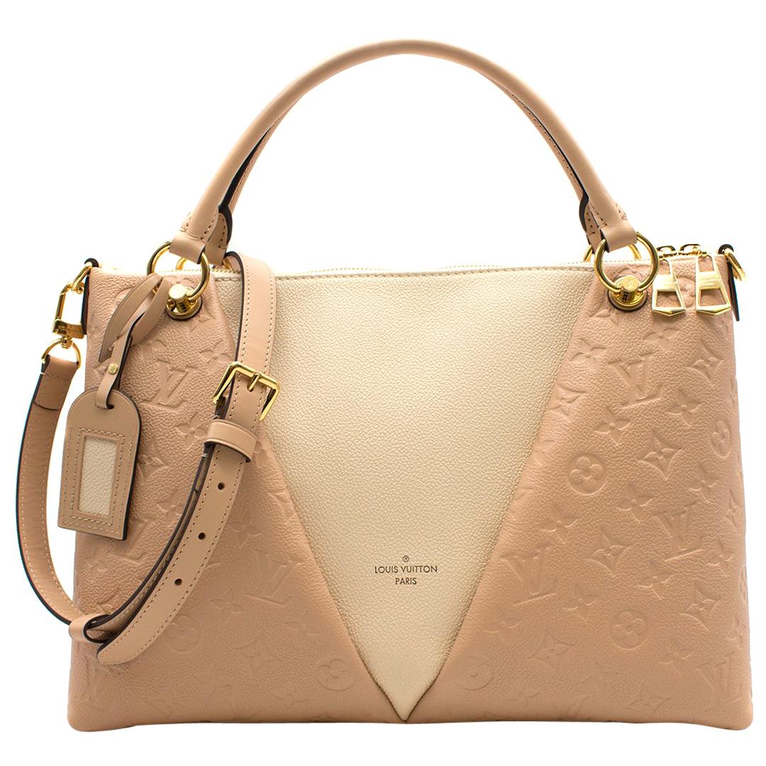 Louis Vuitton Beige Rose Creme V Tote MM Handbag - New Season