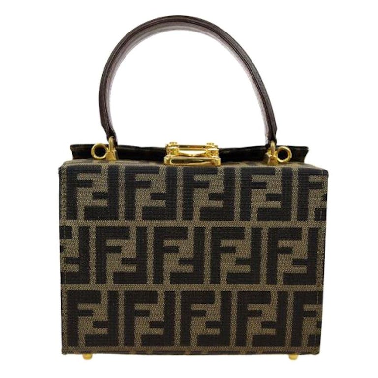 Fendi Monogram Canvas Box 2 in 1 Small Mini Top Handle Satchel Shoulder