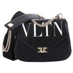 Valentino VLTN Flap Saddle Bag Printed Leather Small