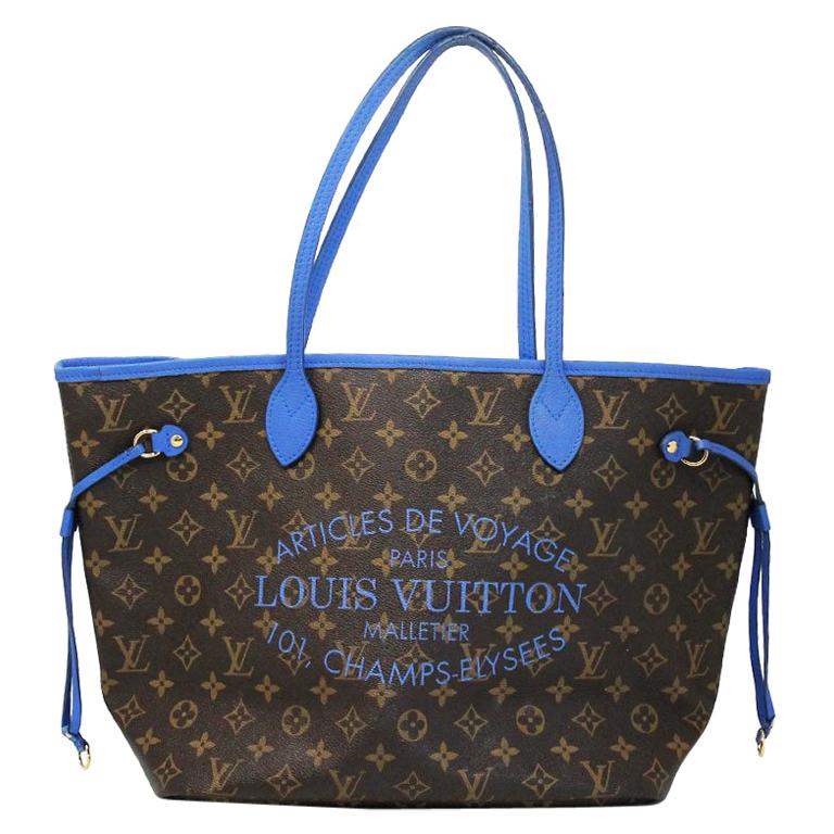 Louis Vuitton Neverfull MM Blue Voyage Tote Limited Edition in