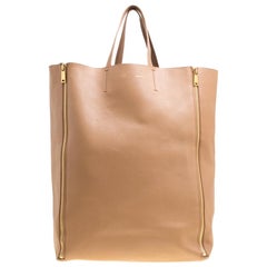 Celine Phoebe Philo NEW Tan Cognac Leather Gold Zipper Carryall Travel Tote Bag