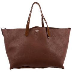 Celine Phoebe Philo NEW Cocoa Brown Leather Silver Carryall Travel Tote Bag