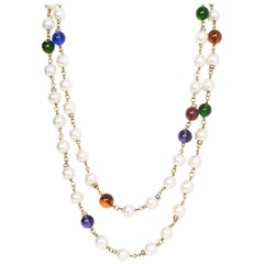 Chanel Vintage '90s Pearl and Glass Bead Double Strand Necklace