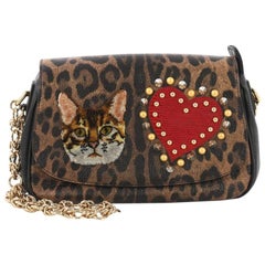 Dolce & Gabbana Chain Flap Bag Embellished Printed Leather Small