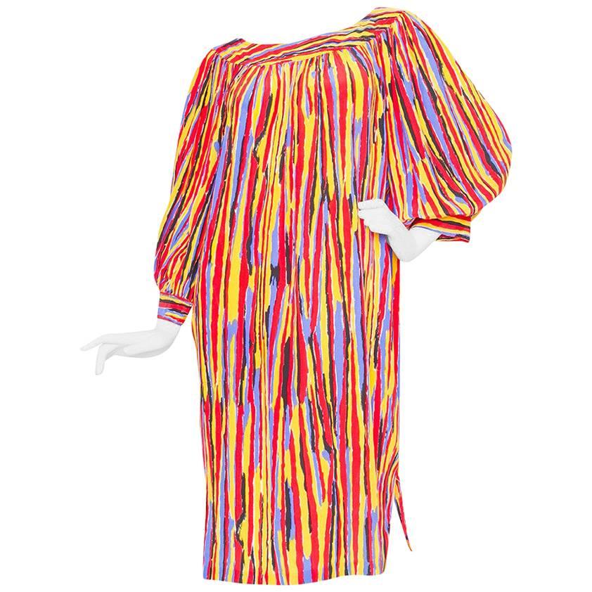 1980s Yves Saint Laurent Silk Tent Dress For Sale