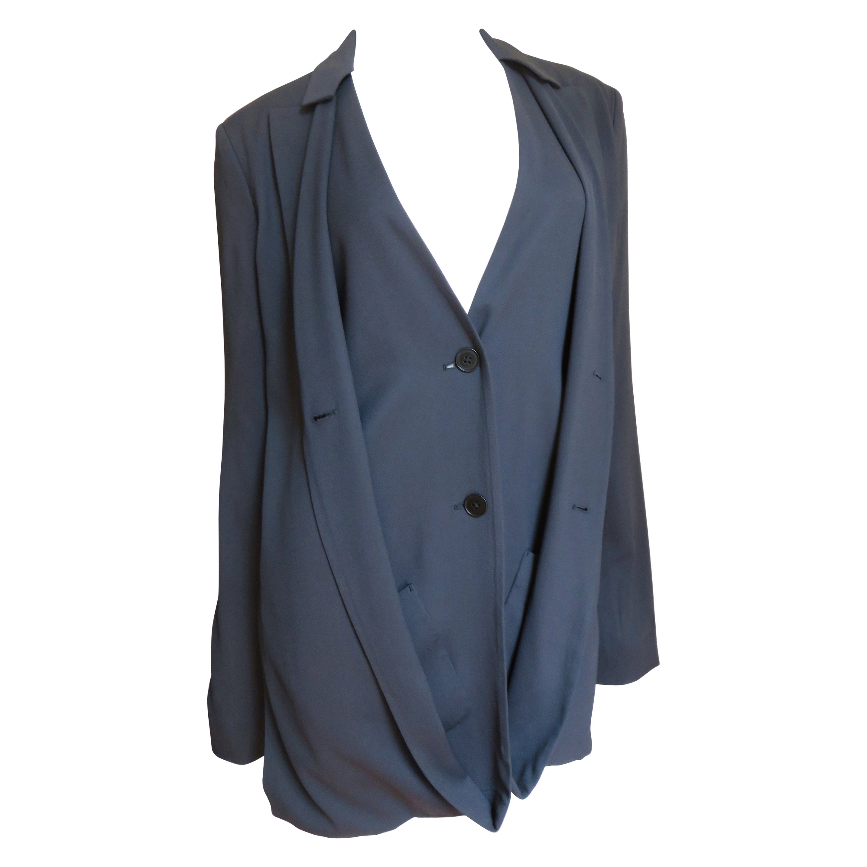 Jil Sander New Grey Silk Backless Jacket For Sale