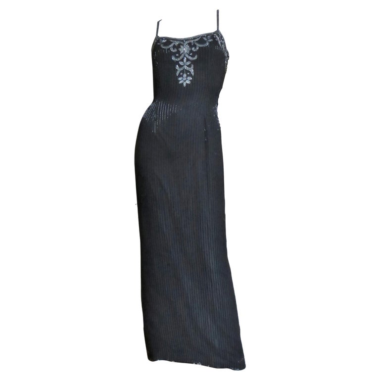 Sonia Rykiel Silk Beaded Gown with Sheer Back For Sale