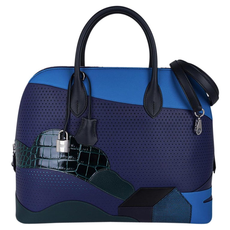 Hermes 35cm Blue Lin Togo Leather Birkin Bag with Palladium, Lot #58172