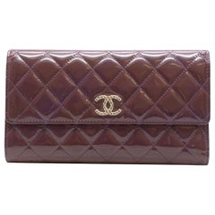 Chanel Quilted Patent Brilliant Flap Wallet