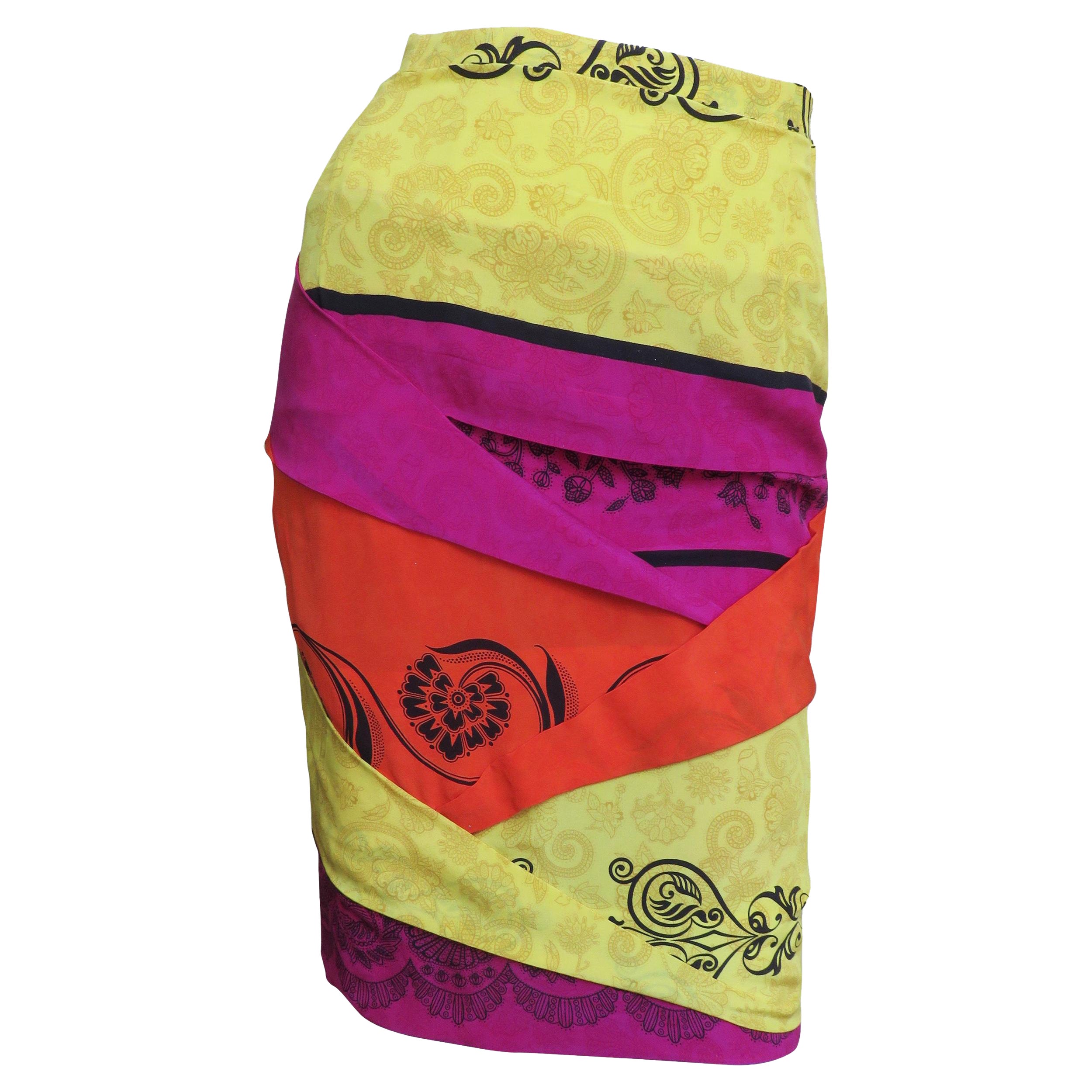 Gianni Versace Origami Color Block Skirt 1990s For Sale