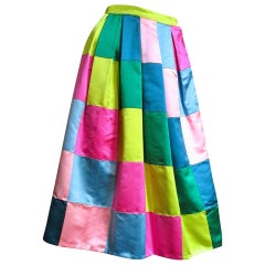 Vintage Hattie Carnegie 1950s Silk Color Block Skirt