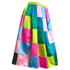 Hattie Carnegie 1950s Silk Color Block Skirt