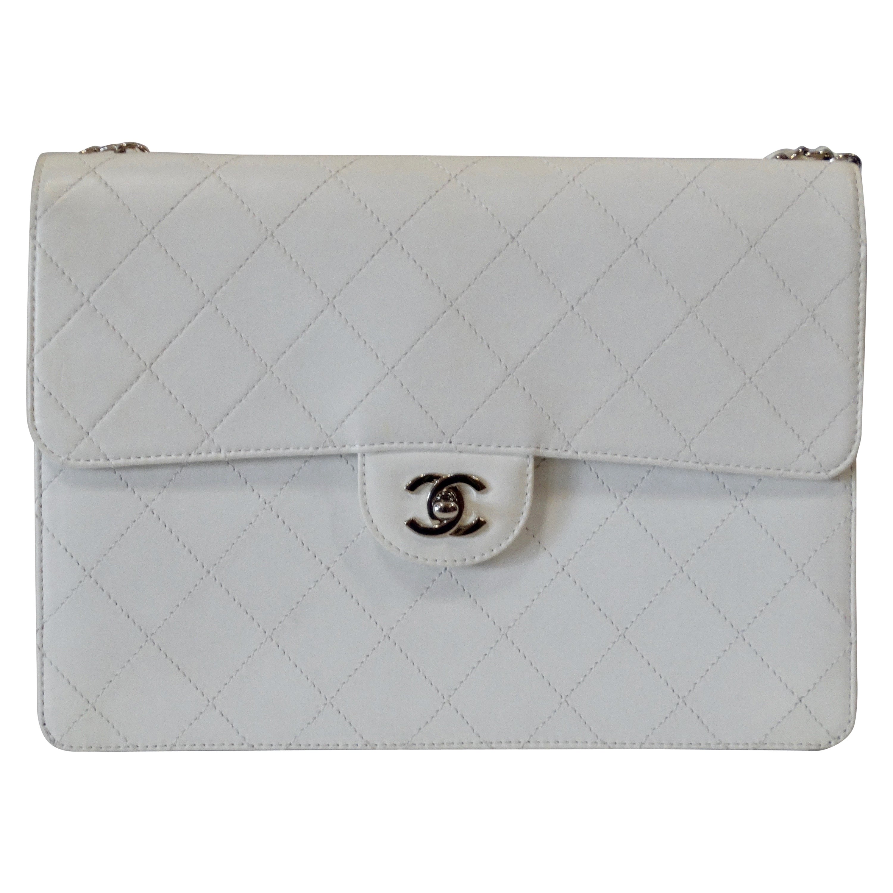 Chanel Patchwork Denim Tweed and Leather Jumbo Classic Flap Shoulder