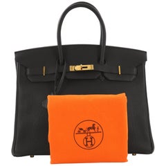 Hermes Birkin Handbag Noir Togo with Gold Hardware 35