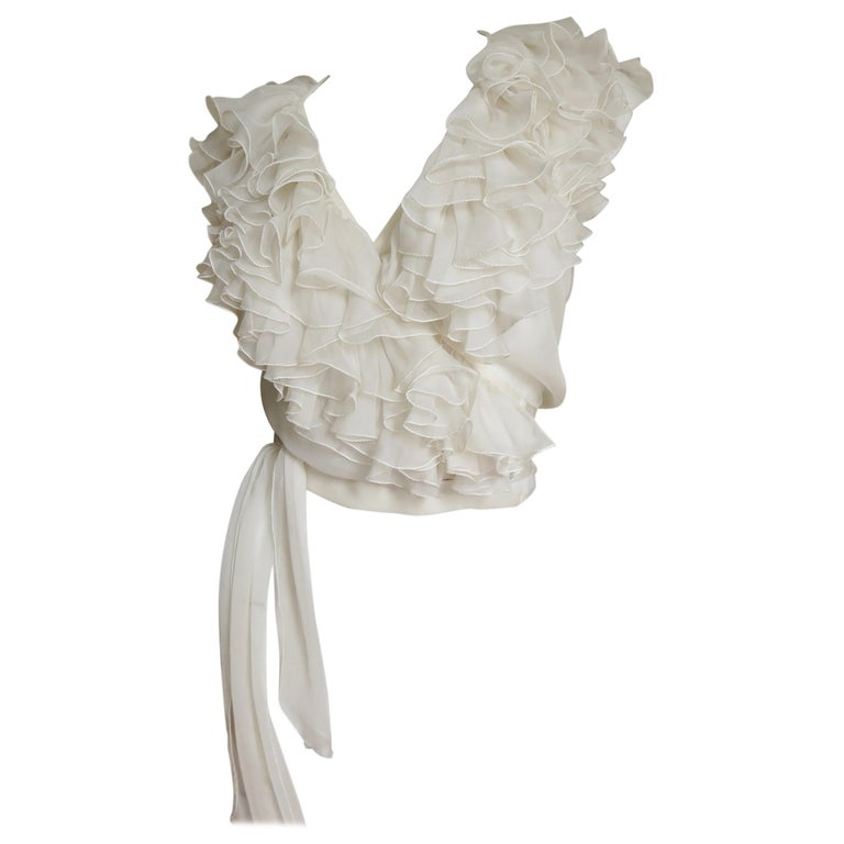 Moschino Couture New Wrap Ruffle Silk Top 1980s For Sale at 1stDibs ...