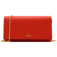Christian Louboutin Red Boudoir Grained-leather Chain Wallet