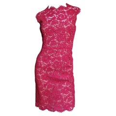 Valentino Red Silk Lace Dress