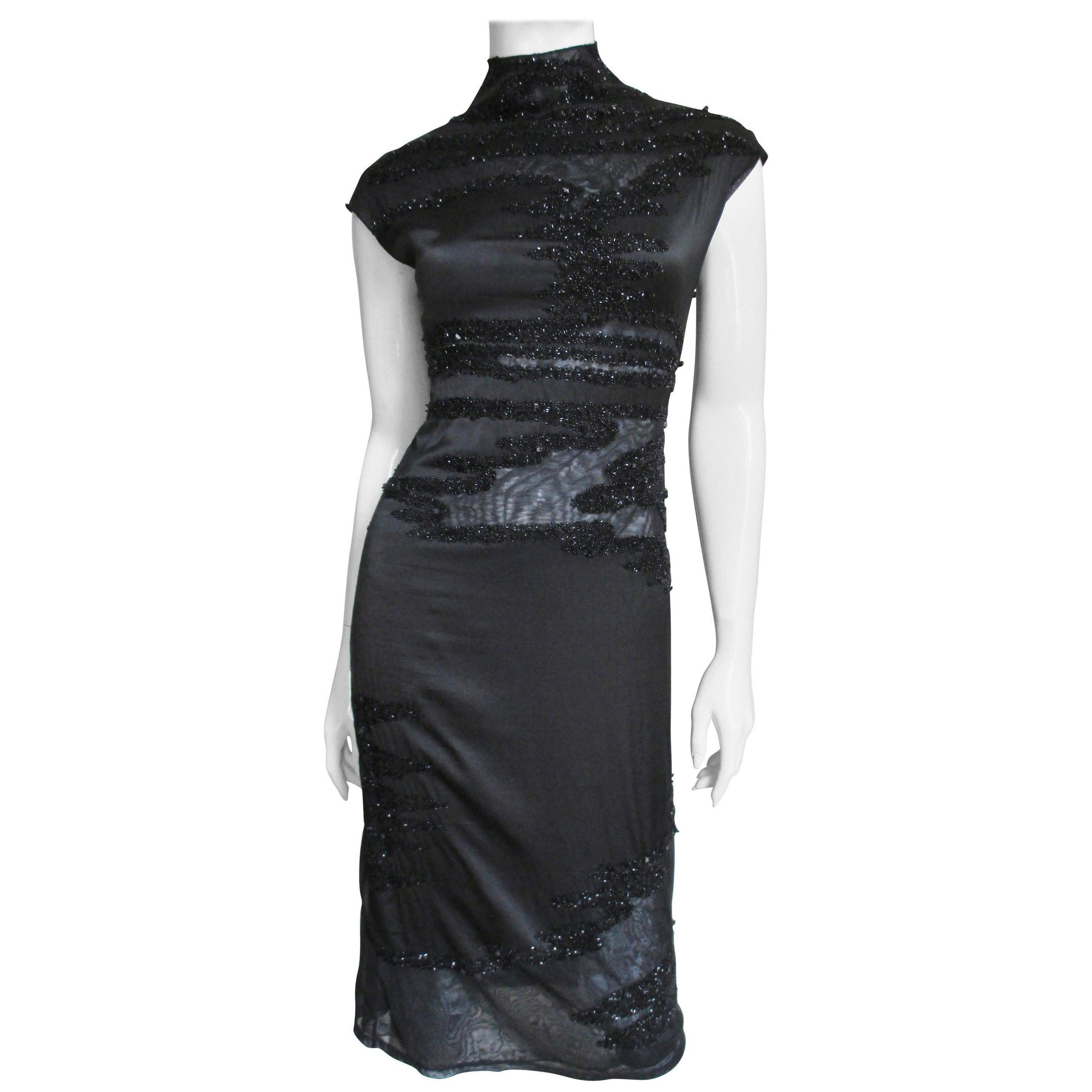 Krizia Dress with Bead Trim Cut outs For Sale at 1stDibs