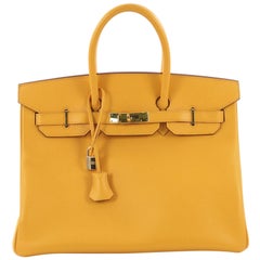 Hermes Birkin Handbag Jaune Courchevel with Gold Hardware 35