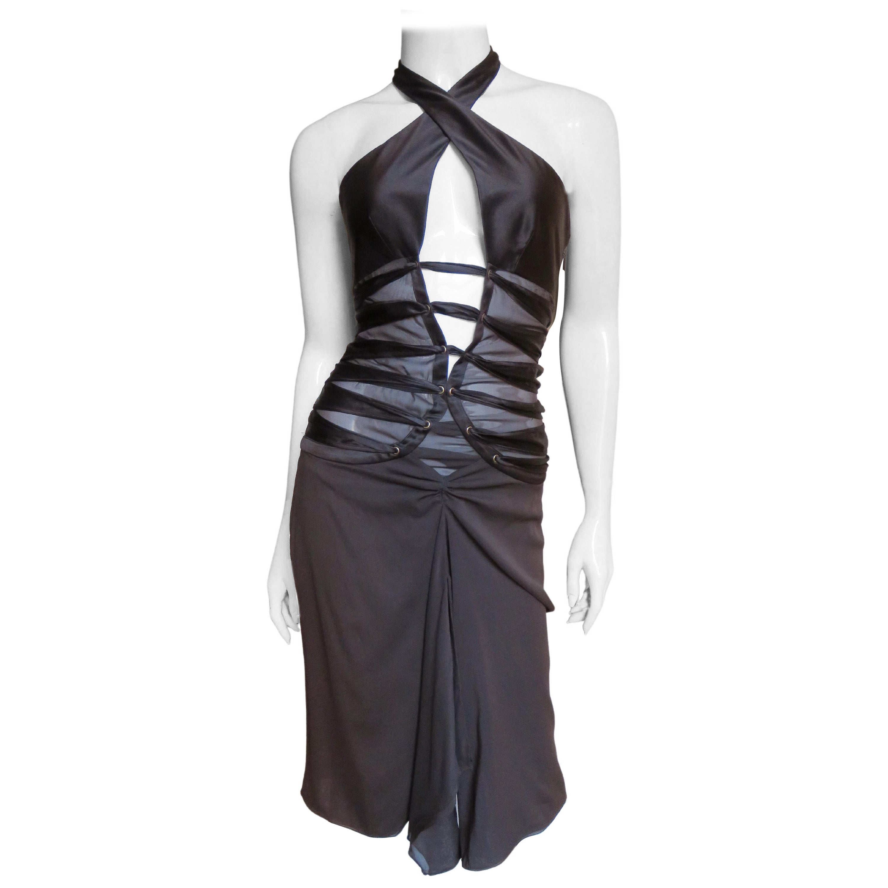 Tom Ford for Gucci S/S 2004 Silk Halter Dress For Sale