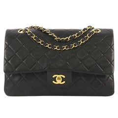 Chanel Used Classic Double Flap Bag Quilted Lambskin Medium