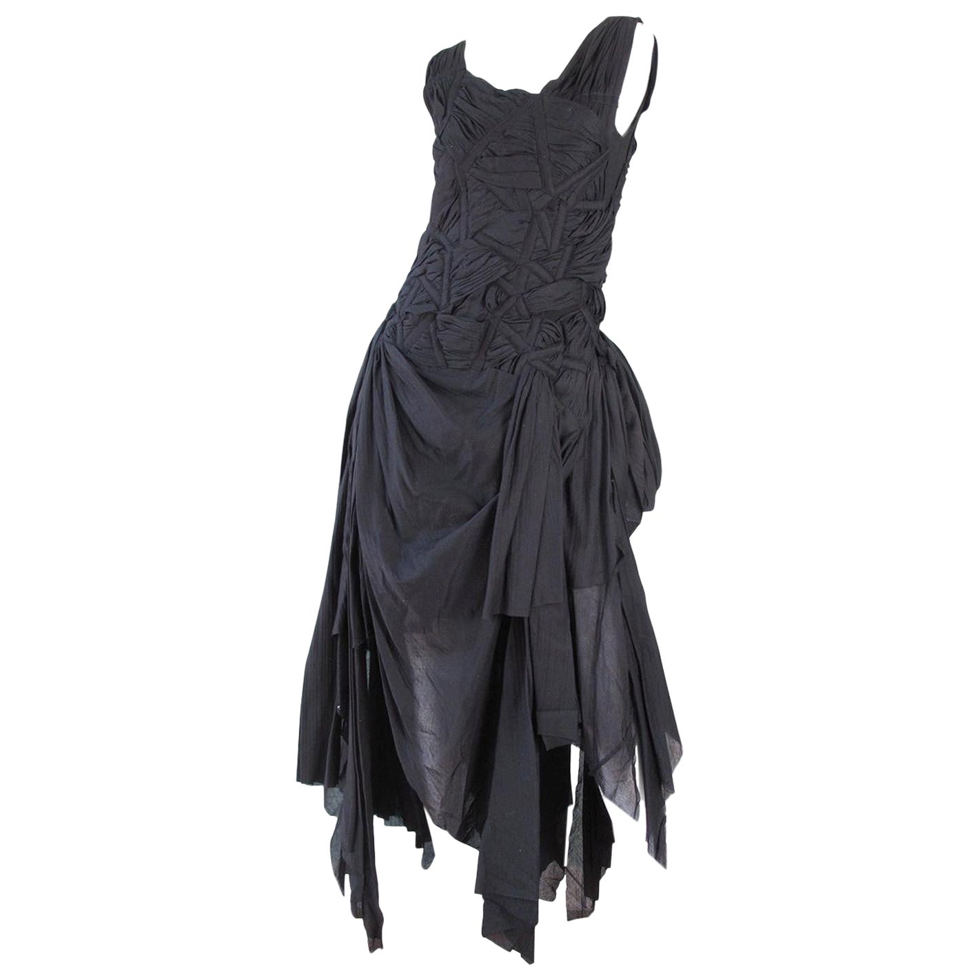 1990s Issey Miyake Black Braided Dress 