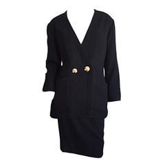 Vintage Yves Saint Laurent ' Rive Gauche ' Black Skirt Suit Size 44 YSL