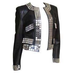 Moschino Leather Jacket with Mirror Trim 1990s