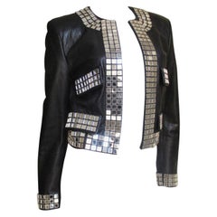 Moschino Leather Jacket with Mirror Trim 1990s