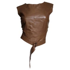 Kenzo Wrap Leather Top with Cut out Back 1980s