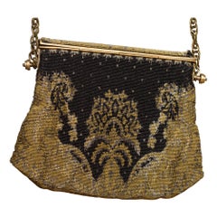 1920S Metal Bag With Black Crystals & Crossbody