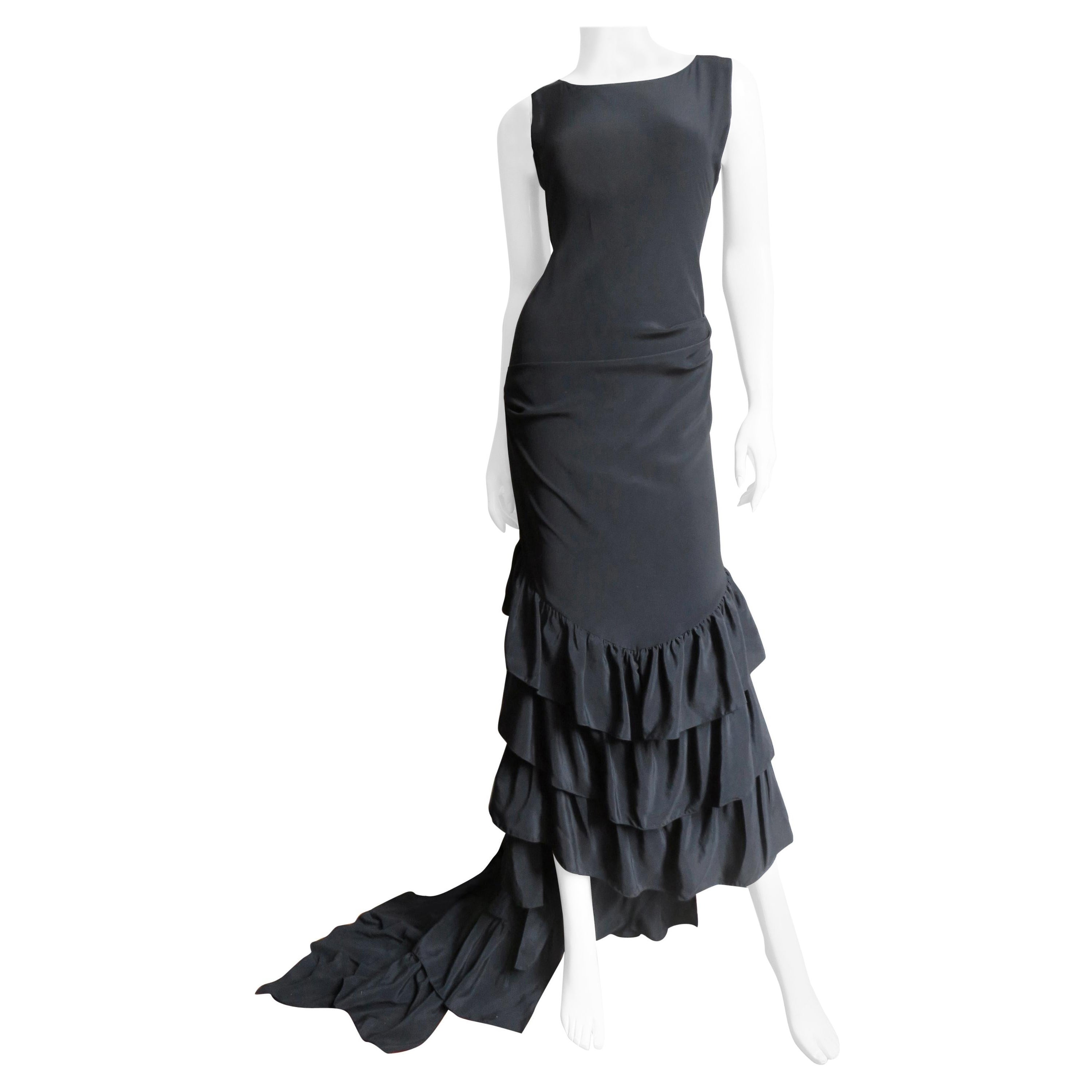 Alexander McQueen New Silk Dress with Ruffle Hem S/S 1999 For Sale