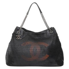 Chanel CC Logo Charm Tote Perforated Leather Large