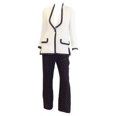 Emanuel Ungaro Polka Dot Spring Summer Pants Suit Jacket Blazer