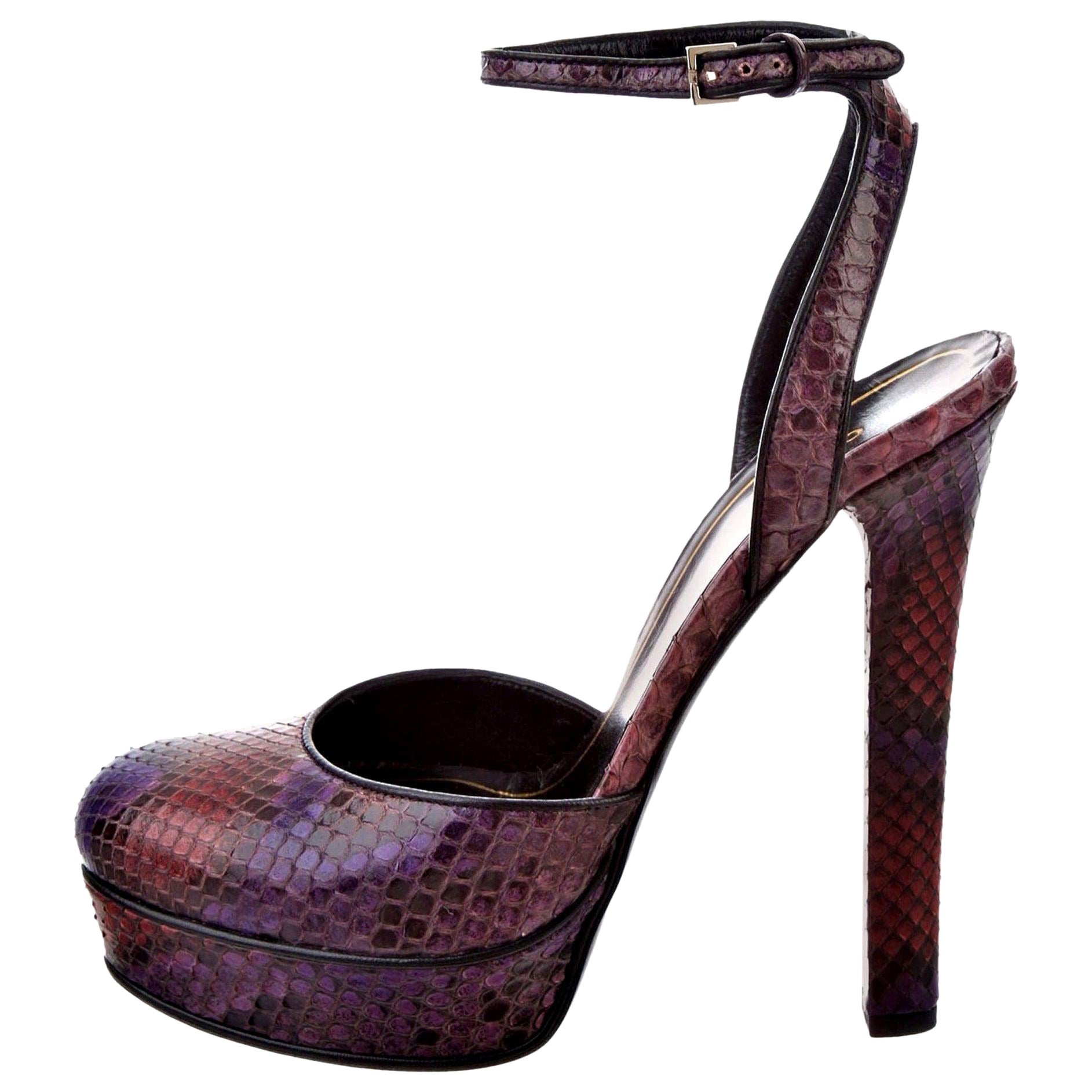 New Gucci 90th Anniversary Ad Runway Python Skakeskin Pump Heels Sz 37   $2425