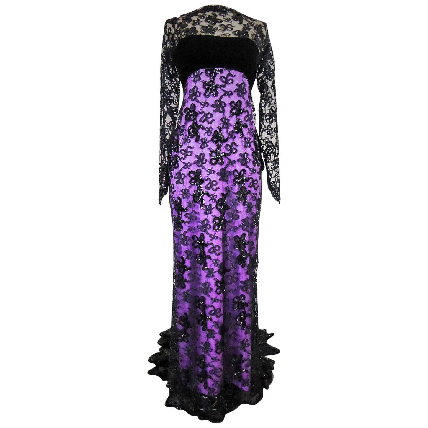 Yves Saint Laurent Couture Evening Gown Lace and Satin n Yves Saint Laurent Couture Evening Gown Lace and Satin n