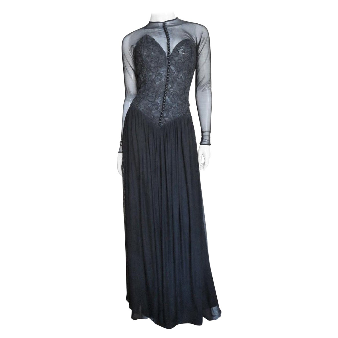 Vicky Tiel Vestido corpiño de alta costura Años 80 en venta