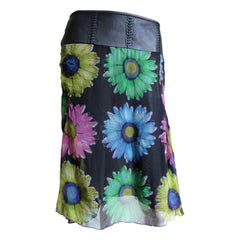 Gianni Versace Silk Skirt with Leather Band 1990s