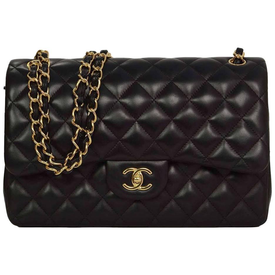 Chanel '15 Black Quilted Lambskin Jumbo Classic Double Flap Bag rt. $5, 900